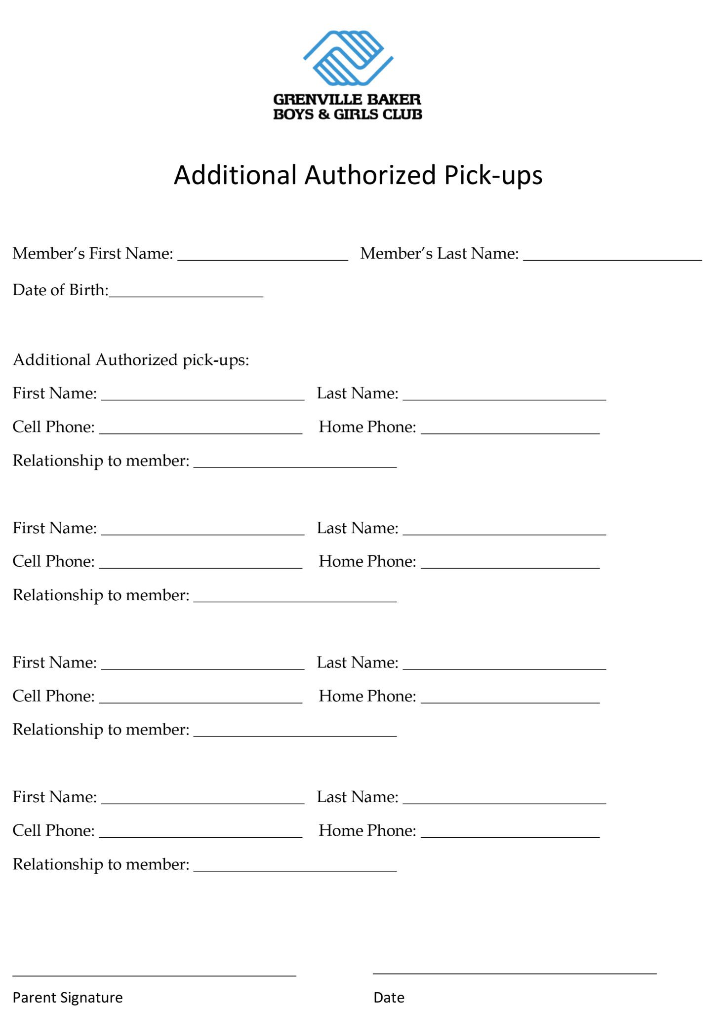 Authorized pick-ups